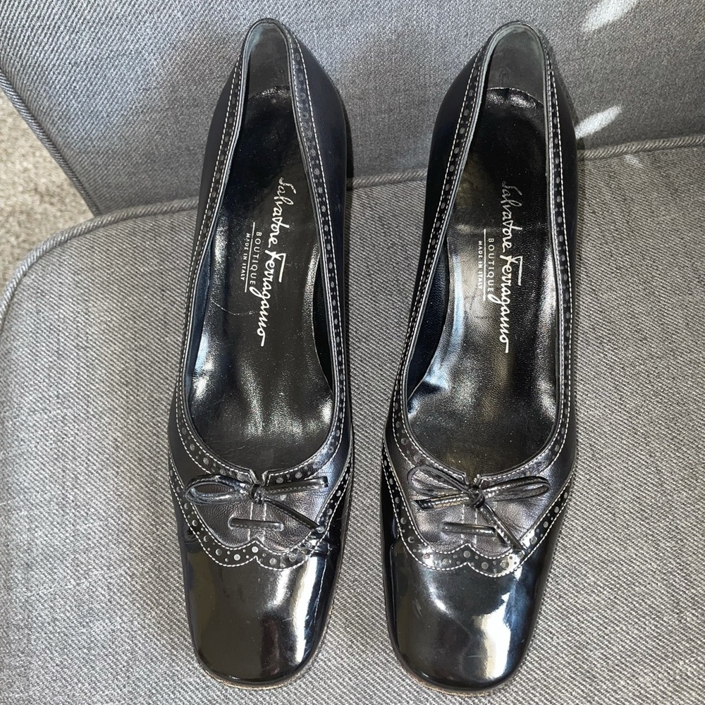 Salvatore Ferragamo Black Leather Heels